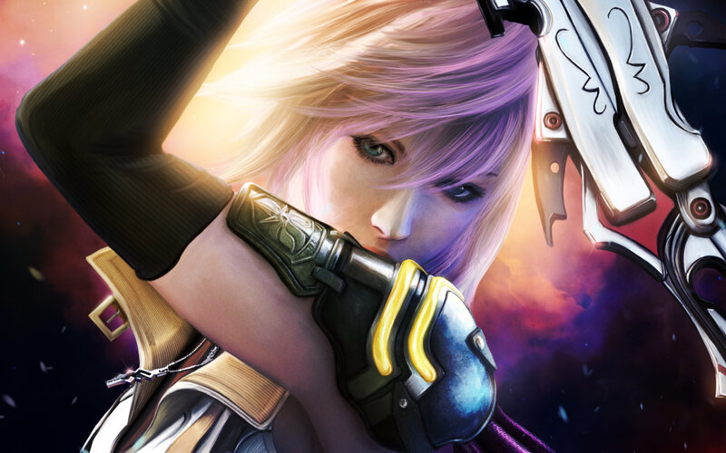 Female Character with Weapon — Purple, Dramatic, Digital Art, Armor