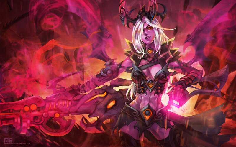 Female Character with Weapon — Purple, Dramatic, Digital Art, Armor, Wings