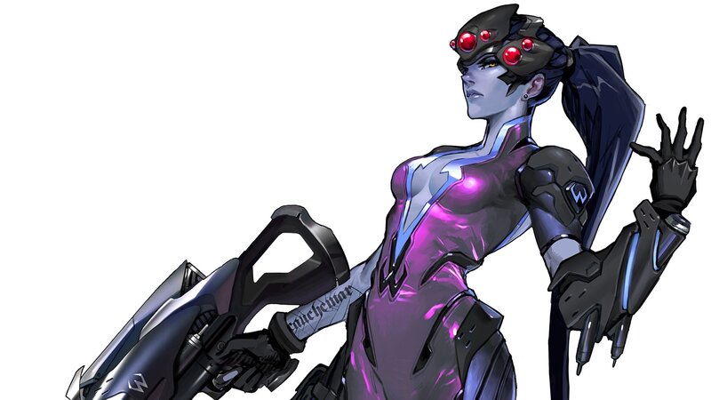 Female Character with Weapon — Purple, Dramatic, Digital Art, Headgear