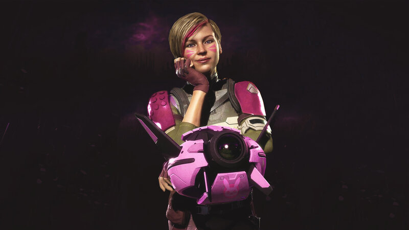 Female Character with Weapon — Purple, Dramatic, Night, 3d Render