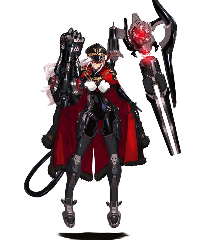 Female Character with Weapons — Black, Dramatic, Digital Art