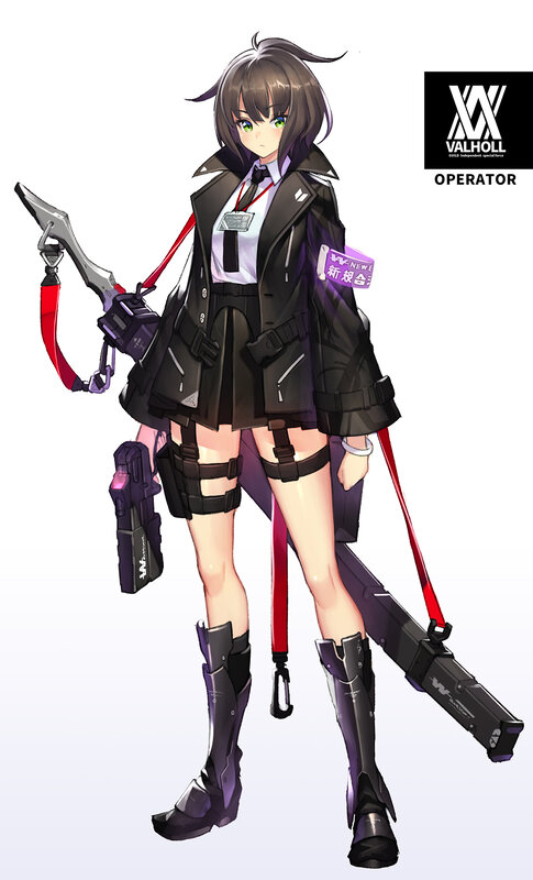 Female Character with Weapons — Black, Neutral