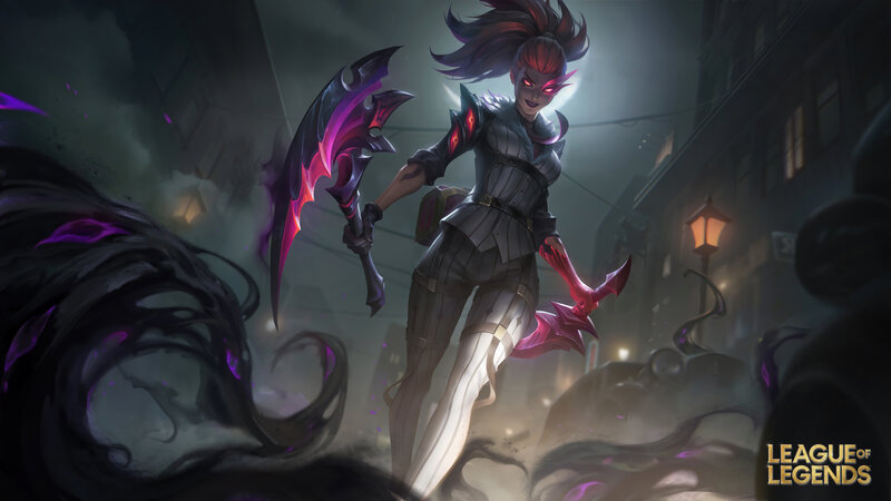 Female Character with Weapons — Purple, Dramatic