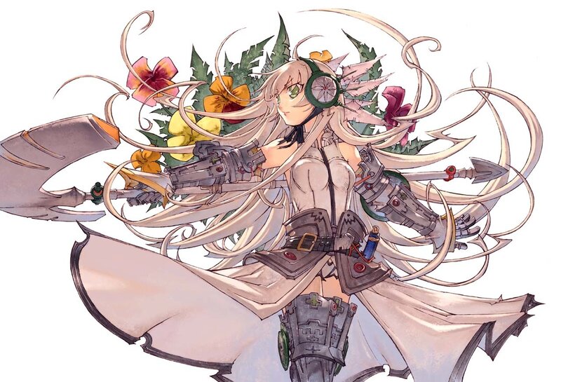 Female Character with Weapons — White, Dynamic