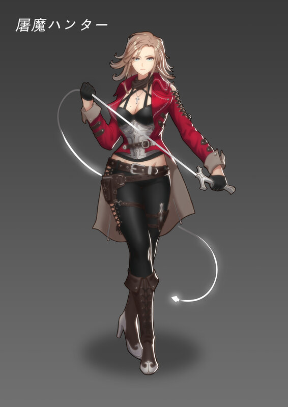 Female Character with Whip — Red