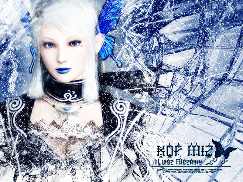 Female Character with White Hair — Blue