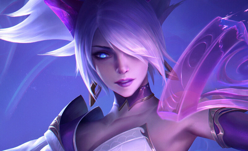 Female Character with White Hair — Purple, Dramatic, Digital Art, White Hair