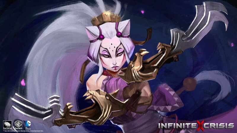 Female Character with White Hair — Purple, Dramatic