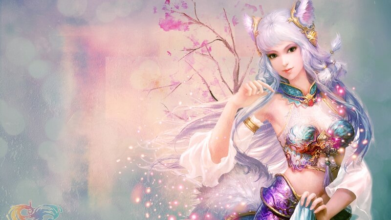 Female Character with White Hair — Serene, Spring