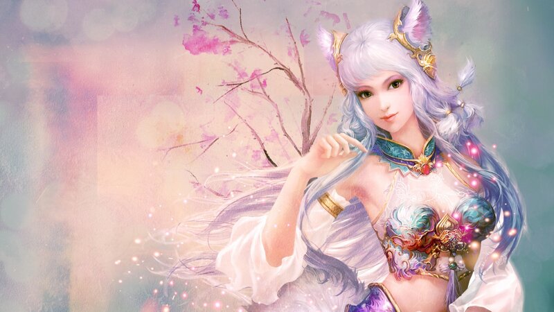 Female Character with White Hair — Serene
