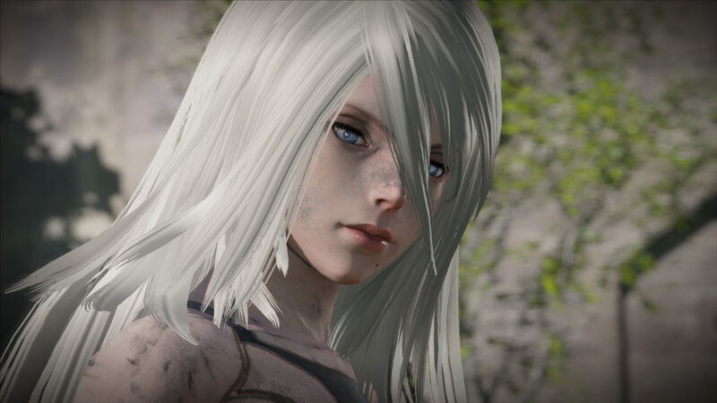 Female Character with White Hair — Serious, Spring