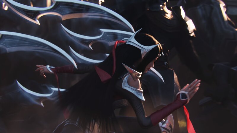Female Character with Wings — Black, Dramatic, 3d Render, Armor