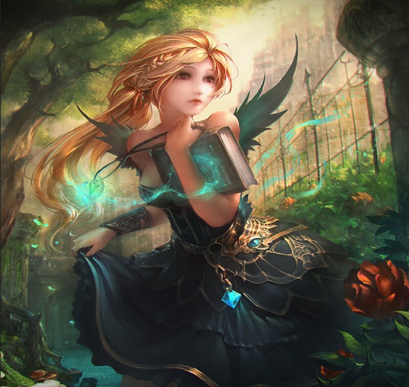 Female Character with Wings — Black, Mysterious