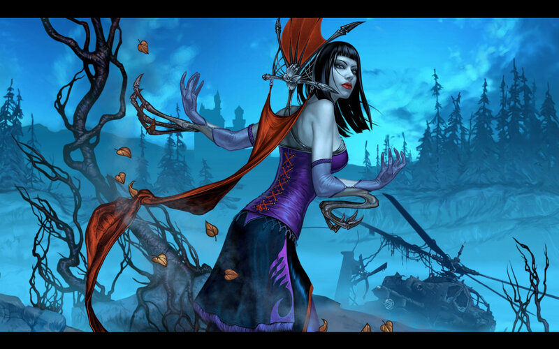 Female Character with Wings — Blue, Dramatic, Night