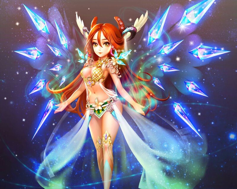 Female Character with Wings — Blue, Fantasy