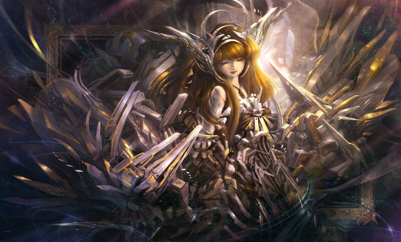 Female Character with Wings — Gold, Dramatic