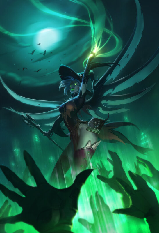 Female Character with Wings — Green, Dramatic