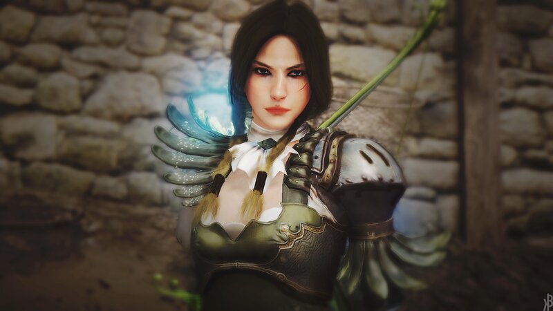 Female Character with Wings — Green, Serious