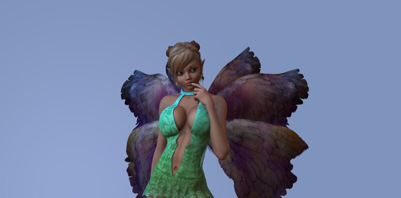 Female Character with Wings — Green