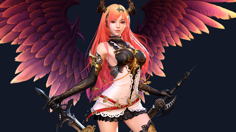 Female Character with Wings — Pink, Dramatic, 3d Render