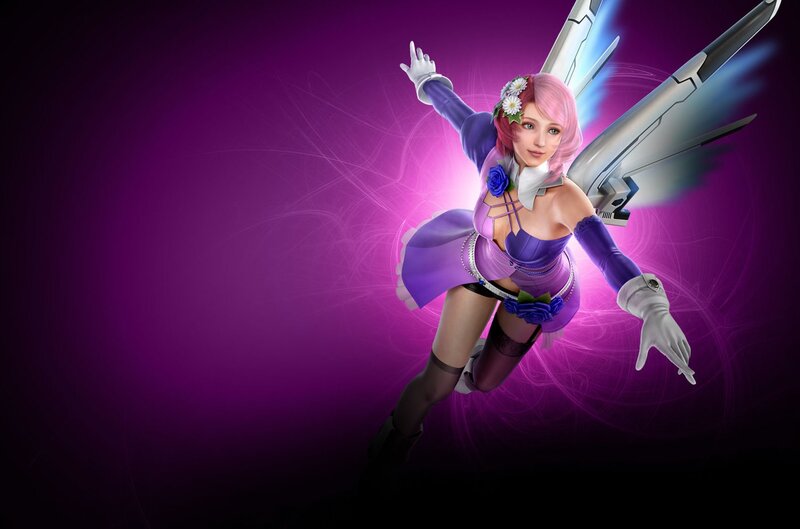 Female Character with Wings — Purple, Dramatic, 3d Render, Flowers