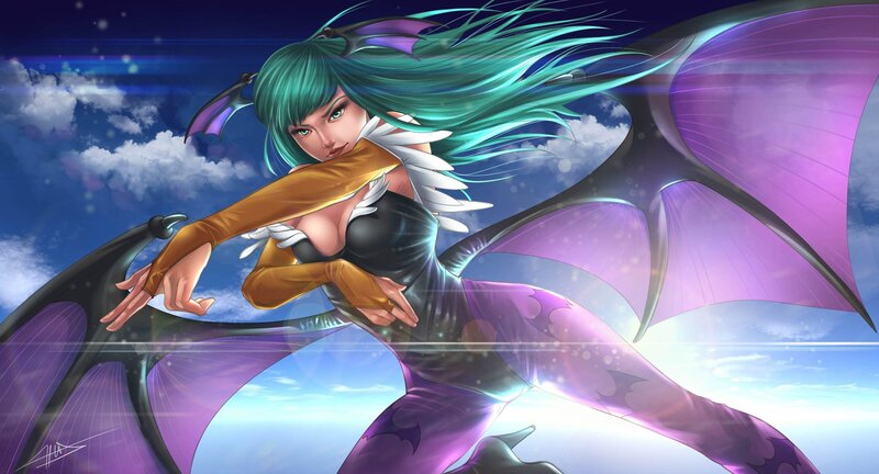 Female Character with Wings — Purple, Dramatic, Afternoon