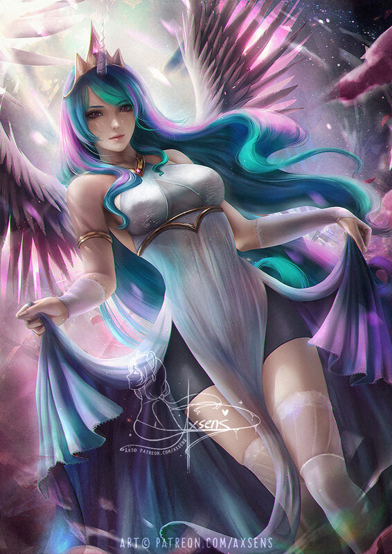 Female Character with Wings — Purple, Dramatic, Digital Art, Crown, Long Hair
