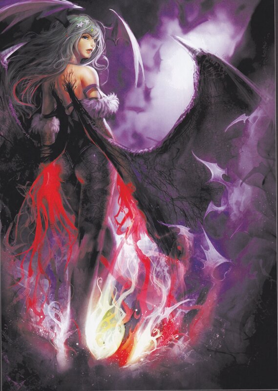 Female Character with Wings — Purple, Dramatic, Digital Art, Fire