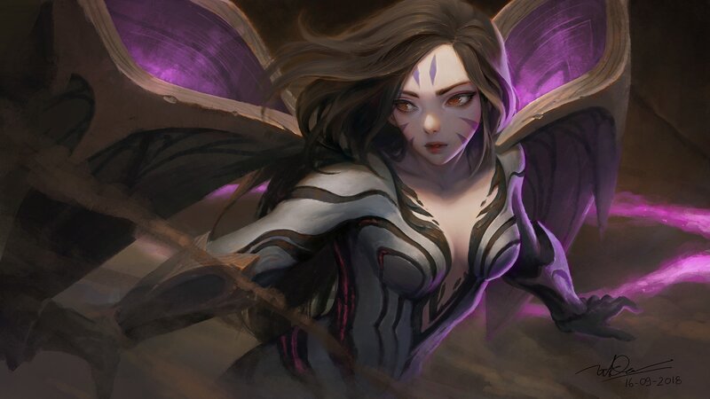 Female Character with Wings — Purple, Dramatic, Digital Art, Purple Energy
