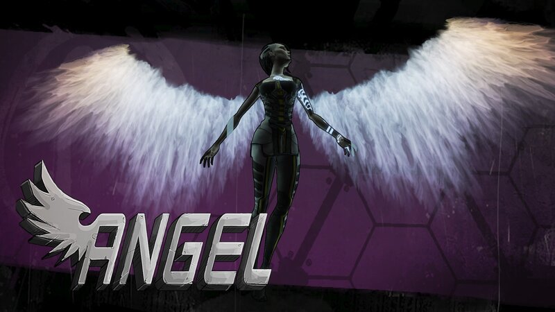 Female Character with Wings — Purple, Dramatic, Digital Art, Suit