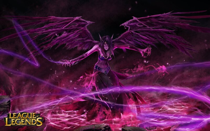 Female Character with Wings — Purple, Dramatic, Night, Digital Art, Lightning