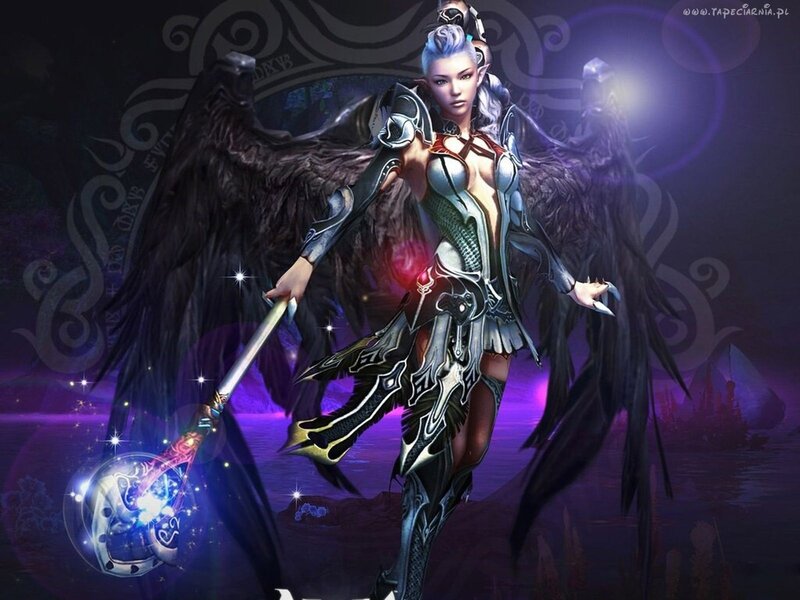 Female Character with Wings — Purple, Dramatic, Night, Digital Art