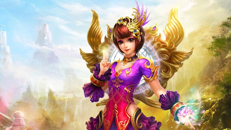 Female Character with Wings — Purple, Fantasy, Digital Art