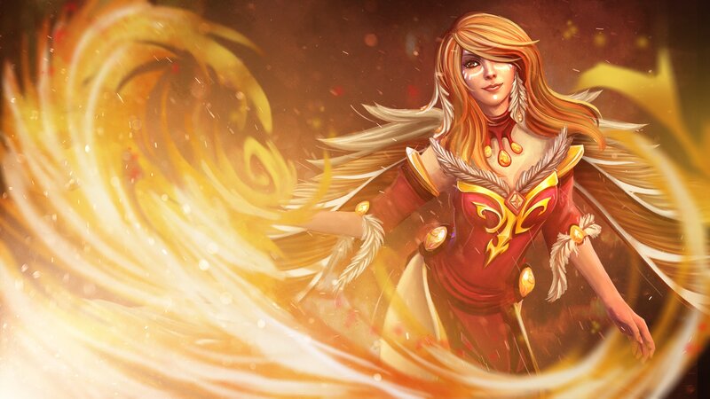 Female Character with Wings — Red, Dramatic, Digital Art, Fire, Feathers