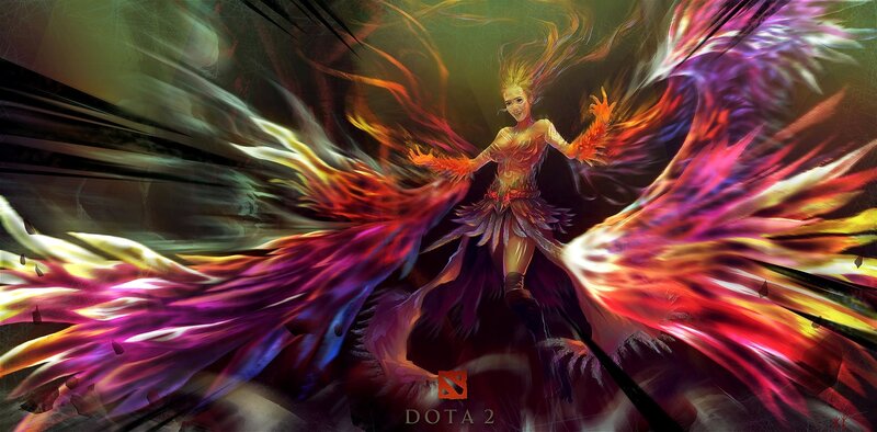 Female Character with Wings — Red, Dramatic, Digital Art, Fire, Magic