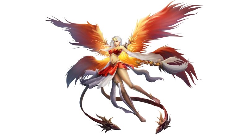 Female Character with Wings — Red, Dramatic, Digital Art, Weapon