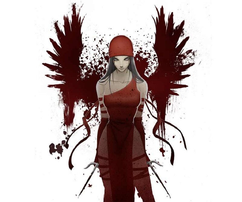 Female Character with Wings — Red, Dramatic, Manga