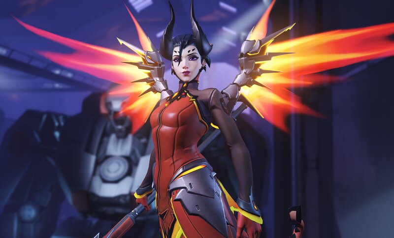 Female Character with Wings — Red, Dramatic, Night, 3d Render