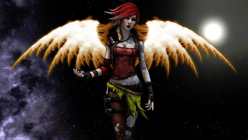 Female Character with Wings — Red, Dramatic, Night, Digital Art
