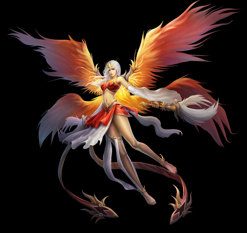 Female Character with Wings — Red
