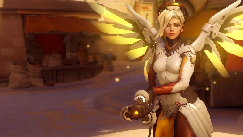 Female Character with Wings — White, Calm