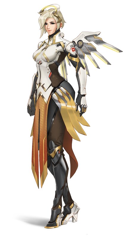 Female Character with Wings — White, Confident, Digital Art