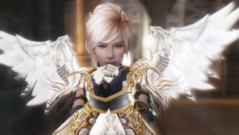 Female Character with Wings — White, Dramatic, 3d Render, Armor, White Hair