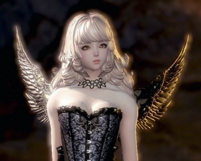 Female Character with Wings — White, Dramatic, 3d Render, Corset