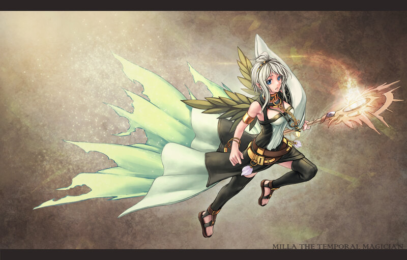 Female Character with Wings — White, Dramatic, Digital Art, Staff