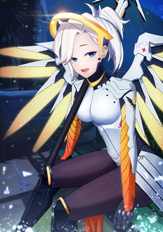 Female Character with Wings — White, Dramatic, Night, Digital Art