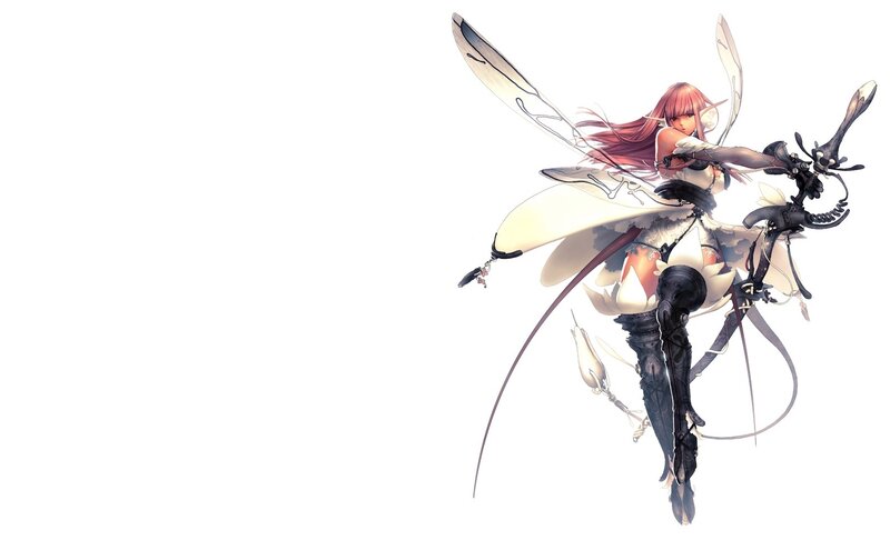 Female Character with Wings — White, Dynamic, Digital Art
