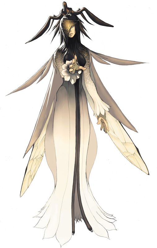 Female Character with Wings — White, Serene, Digital Art
