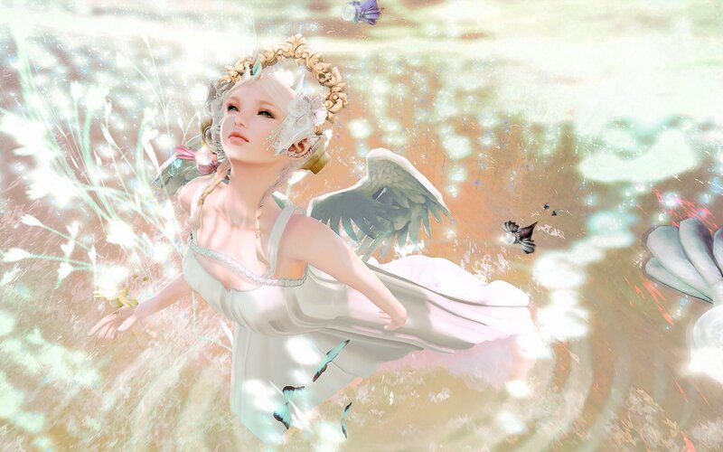 Female Character with Wings — White, Serene, Morning