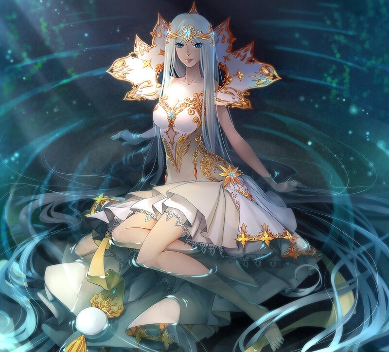 Female Character with Wings — White, Serene, Night